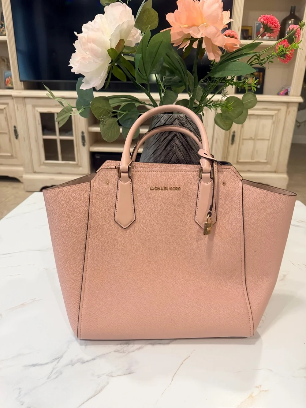 Michael Kors Blush Pink Pebbled Leather Tote